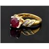 Image 2 : LADY'S 14K GOLD RUBY AND DIAMOND RING.