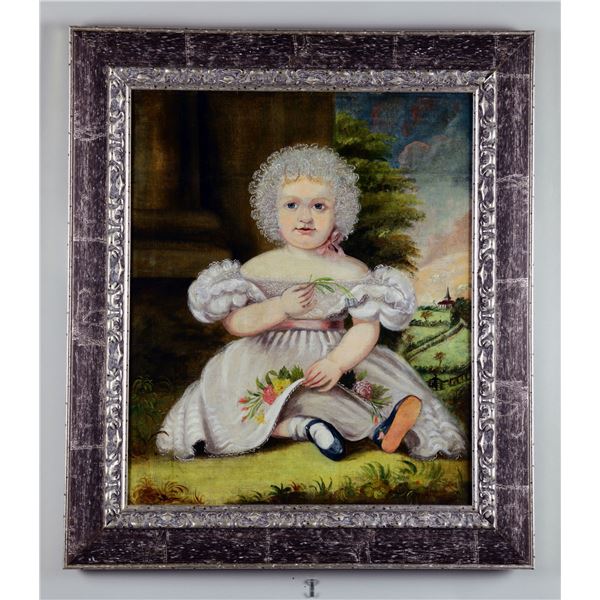 FOLK ART PORTRAIT OF A YOUNG GIRL.