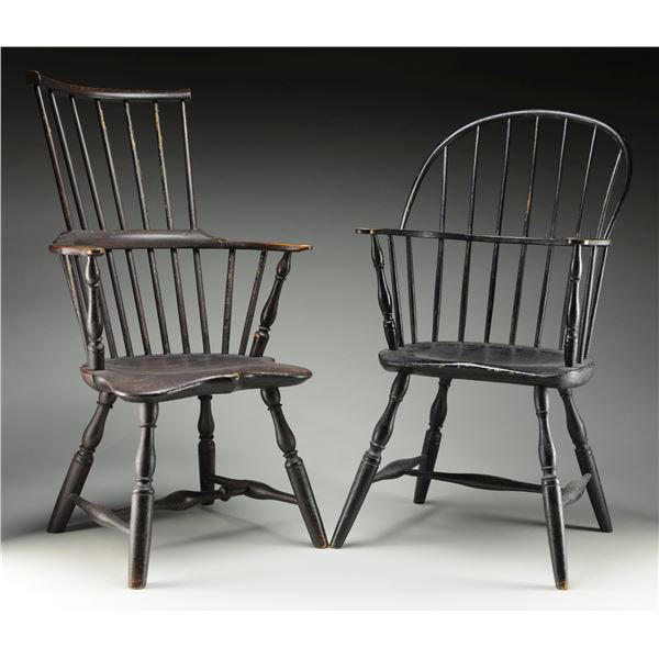 TWO WINDSOR ARMCHAIRS.