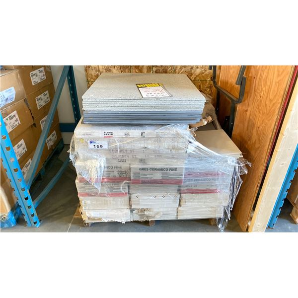 PALLET OF ASSORTED GREY/CHARCOAL TILE APPROX 31-24" X 24",APPROX 36 BOXES OF 12" X 12"