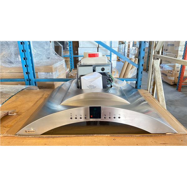 G.E HOOD FAN ZV850SBSS, 36"W ISLAND HOOD 360CFM *MISSING DUCT COVER*