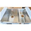 Image 2 : TEKA 088254 DOUBLE SQUARE BASIN, 17 GAUGE STAINLESS STEEL, UNDERMOUNT 29"X 20"