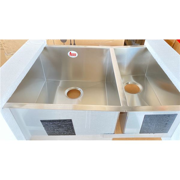 TEKA 088254 DOUBLE SQUARE BASIN, 17 GAUGE STAINLESS STEEL, UNDERMOUNT 29"X 20"