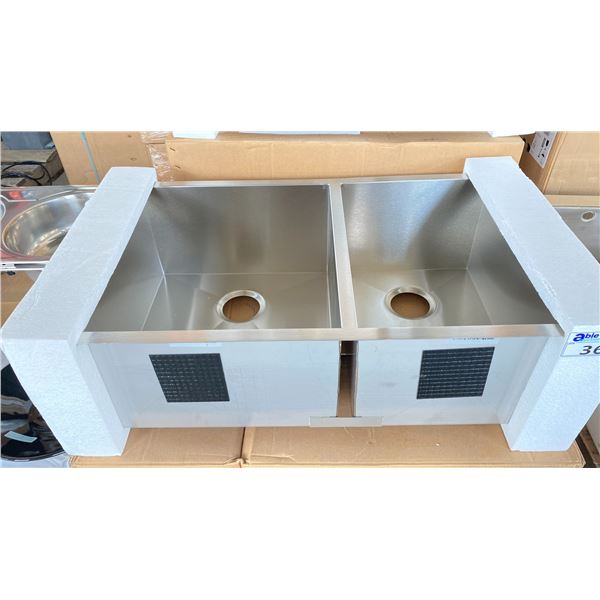 TEKA 088252 DOUBLE SQUARE BASIN UNDERMOUNT 17 GAUGE STAINLESS STEEL 30" X 20"
