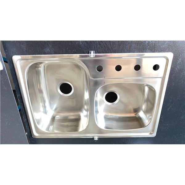 GROUP OF 10 TEKA 011367 DOUBLE SINKS APPROX 33" X 22" TOP MOUNT