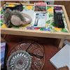 Image 2 : Water jug, place mats, glass dishes, darts, sun glasses, 3d glasses and misc
