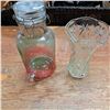 Image 1 : Glass vase and colored glass cooler(vase is 11" tall)(cooler is 13.5" tall)