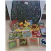 Image 1 : Lot of misc. Toddler toys: pop up tent, wooden train set, blocks, books, puzzles, wall art