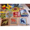 Image 3 : Lot of misc. Toddler toys: pop up tent, wooden train set, blocks, books, puzzles, wall art