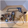 Image 1 : Trouble light, hammer, tape, handsaw and mallet