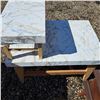 Image 4 : 2 tier tables and 1 sewing box stool-brown table is 27"L by 14" long by 28"H, white table is 26"L by