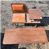 Image 1 : Small coffee table and leather seated bench phone table (made in canada)-coffee table is 42"L by 16"