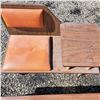 Image 2 : Small coffee table and leather seated bench phone table (made in canada)-coffee table is 42"L by 16"