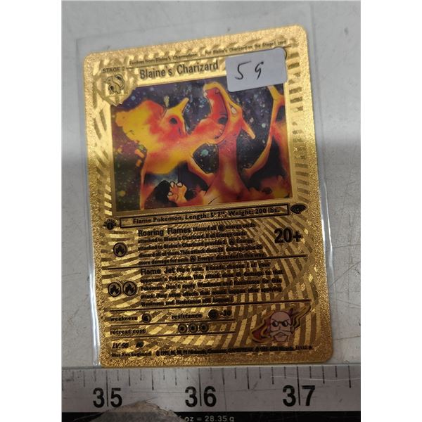 Blaine's Charizard Gold metallic pokemon card unofficial - Schmalz Auctions Blaine's Charizard Gold metallic pokemon card unofficial - Schmalz Auctions