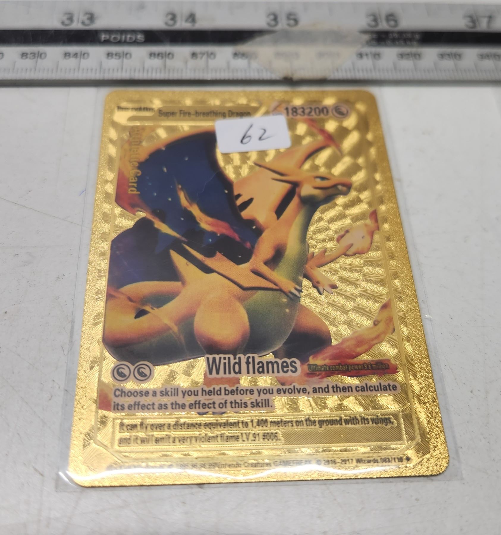 Super fire-breathing Dragon gold metallic pokemon card unofficial - Schmalz Auctions Super fire-breathing Dragon gold metallic pokemon card unofficial - Schmalz Auctions