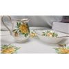 Image 4 : Royal Albert yellow tea Rose pattern 5 piece teapot, tray, sugar, cream