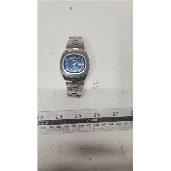 Vintage 1975 Seiko Automatic watch Blue face, working condition