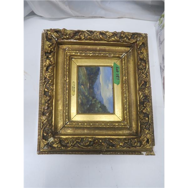 Original Painting signed J Murillo 71 Mexico in Vintage Frame *VERY FRAGILE* Already Has Some Chips/