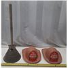 Image 1 : (2) Texaco Fire Chief Gasoline Hats and Rapid Laundry Washer Plunger.