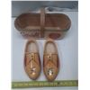 Image 1 : Vintage Handmade Painted Dutch Wooden Shoe and Vintage Basket.