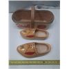 Image 2 : Vintage Handmade Painted Dutch Wooden Shoe and Vintage Basket.