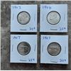 352 - Silver quarters lot of 4 from 1963, 1964, 1967, 1967.