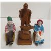 Image 1 : Wood Carving Quebec Canadian Folk Art and Antique Hand Carved Wooden Old Man and Women Figure.