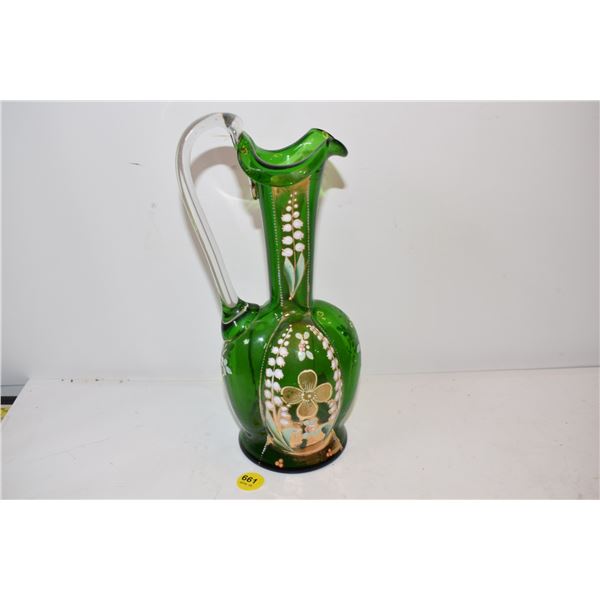 Antique Hand blown -hand painted pitcher