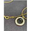 Image 2 : 18KT Gold Plate 18" Chain w/ Onyx & Cz Round Pendant