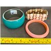 Image 1 : 3 Bangles Bracelets - Green One Inside is Non-Magnetic Metal