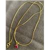 Image 1 : 14KT Gold Plated 18" Chain w/ Reak Ruby Pendant