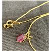 Image 2 : 14KT Gold Plated 18" Chain w/ Reak Ruby Pendant