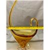 Image 2 : MCM Chalet Canada Art Glass Pulled Curved Amber Centerpiece