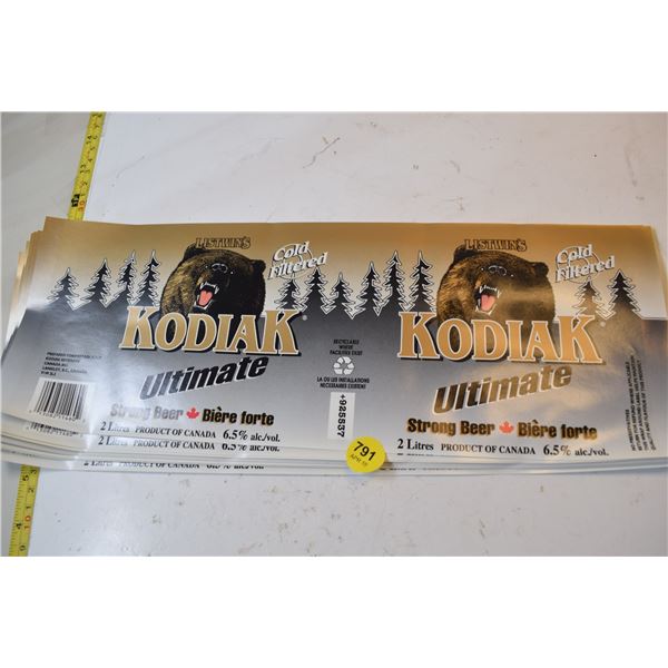 Stack of kodak obslete beer labels