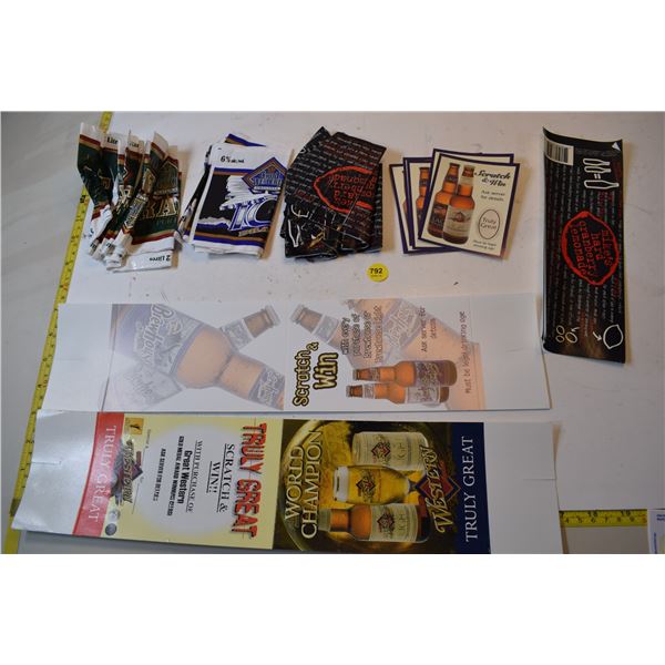 Beer labels, table advertising , scratch twin