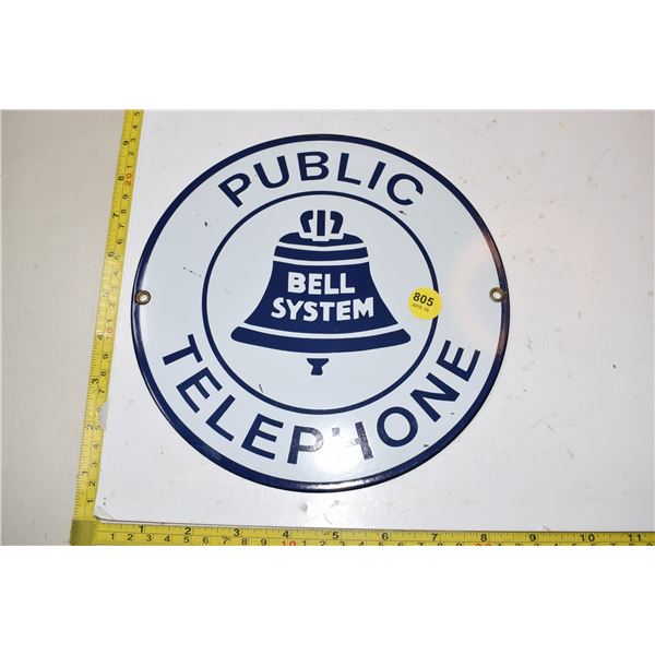 Enamel bell telephone sign