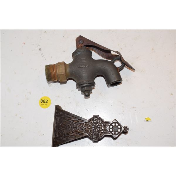 Brass spigot, wall invoice bracket