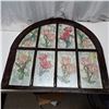 Image 1 : plastic stained window with stained frame 31.25" tall by 34" wide