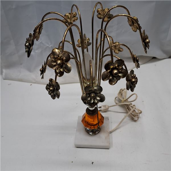 antique metal lamp 15" tall