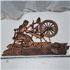 Image 1 : plastic with copper finish decoration of woman with wool spinner