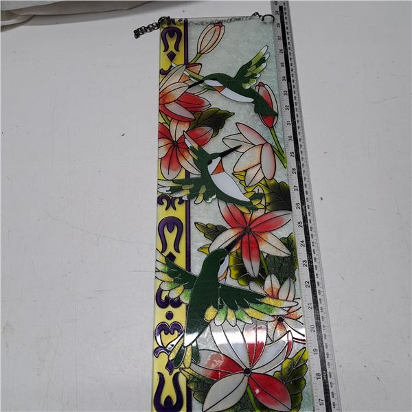 stained glass pane with bird art