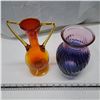 Image 1 : 2 coloured glasss vases
