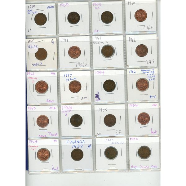 Lot of Canadian One Cent Coins. (Total 40)