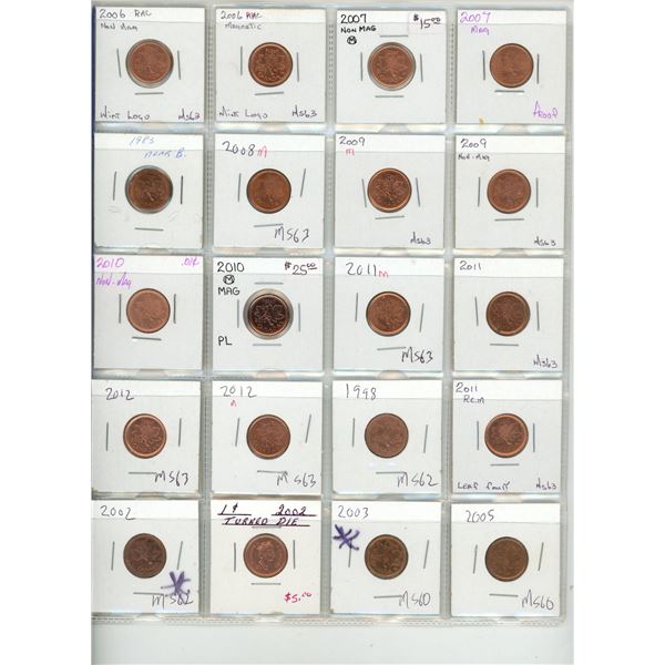 Lot of Canadian One Cent Coins. (Total 44)