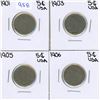 Image 1 : 1901, 1903, 1905 and 1906 USA Nickle.
