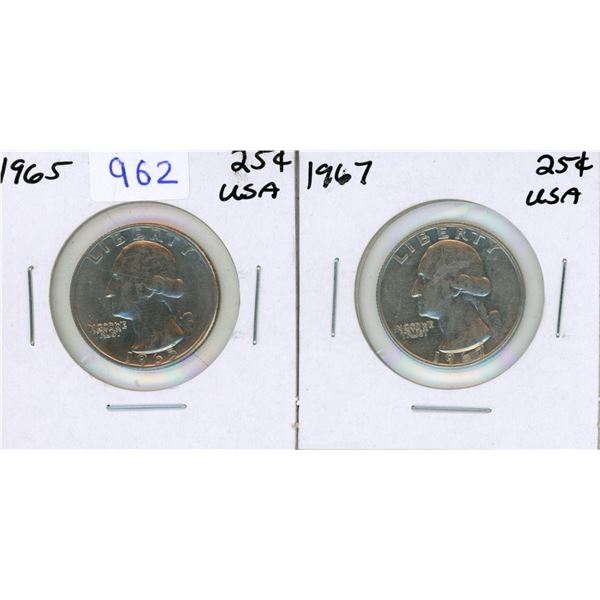 1965 and 1967 USA Quarter.
