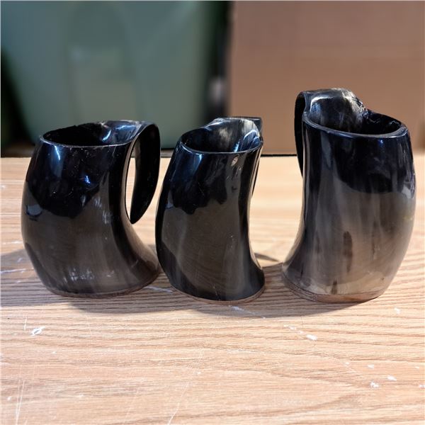 Black horn mugs 7" tall
