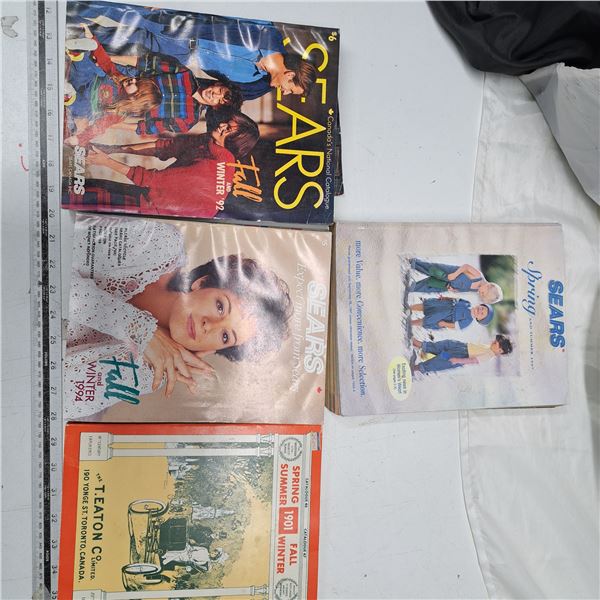 3 sears and 1 eatons catalogs