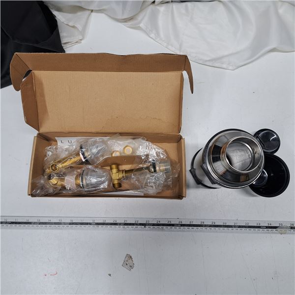 stainless steel 1L thermas and set of 3 roman hole tube valves