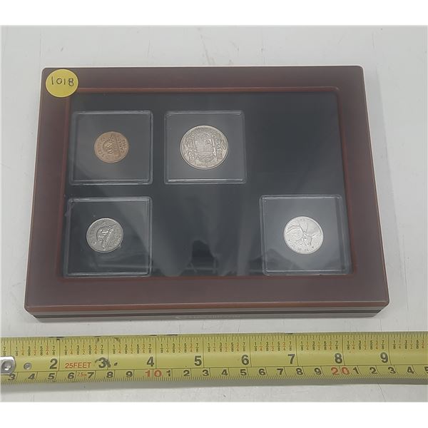 1942 Coin Set in Wood and Glass Display Box.
